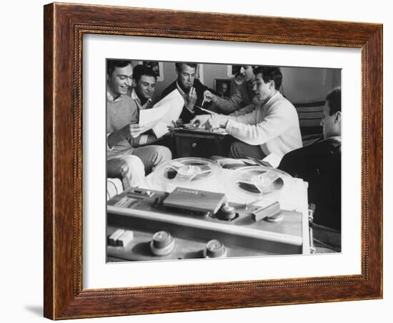 Editors of Le Rosey School Newspaper Listening to Music as They Work-Carlo Bavagnoli-Framed Photographic Print