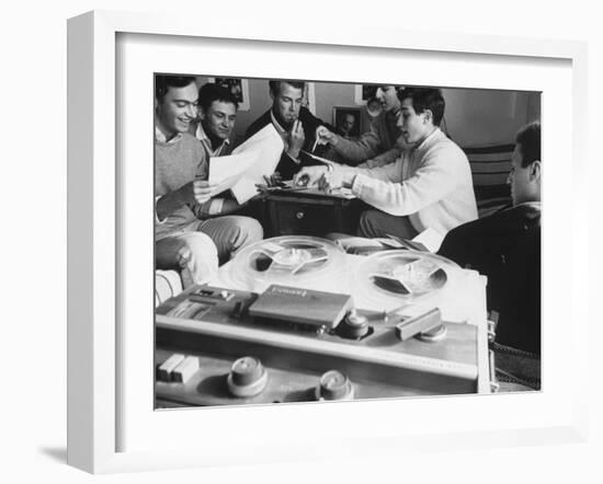 Editors of Le Rosey School Newspaper Listening to Music as They Work-Carlo Bavagnoli-Framed Photographic Print