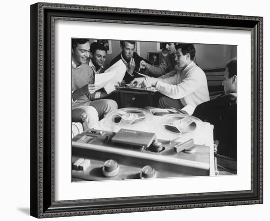 Editors of Le Rosey School Newspaper Listening to Music as They Work-Carlo Bavagnoli-Framed Photographic Print