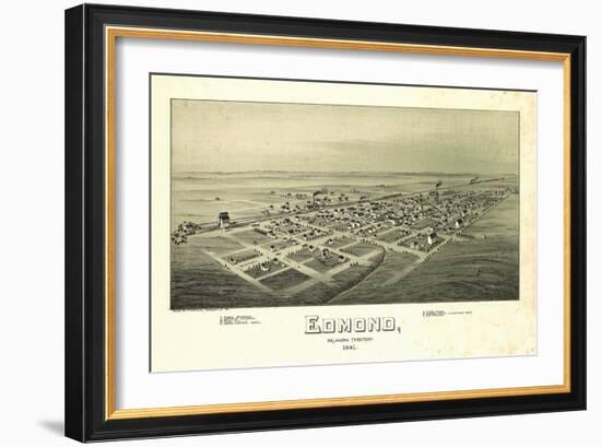 Edmond, Oklahoma - Panoramic Map-Lantern Press-Framed Art Print