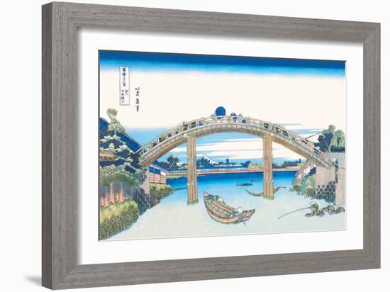 Edo Zdo Bridge-Katsushika Hokusai-Framed Art Print