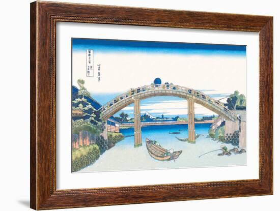 Edo Zdo Bridge-Katsushika Hokusai-Framed Art Print