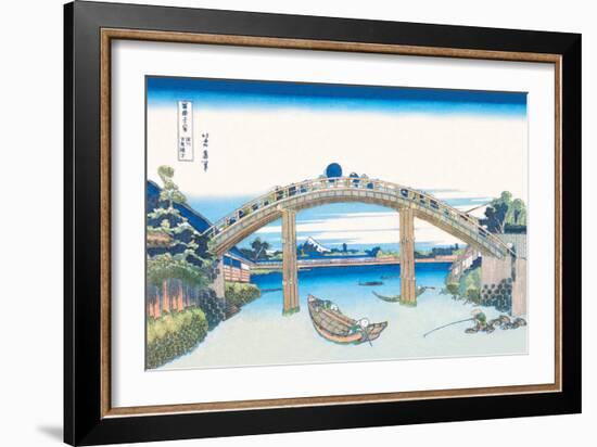 Edo Zdo Bridge-Katsushika Hokusai-Framed Art Print