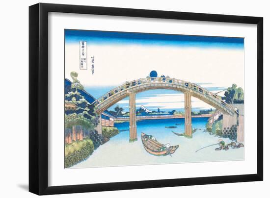 Edo Zdo Bridge-Katsushika Hokusai-Framed Art Print