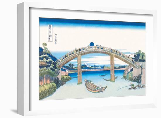 Edo Zdo Bridge-Katsushika Hokusai-Framed Art Print