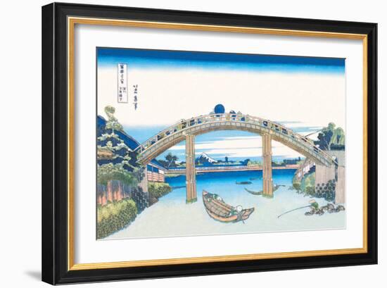 Edo Zdo Bridge-Katsushika Hokusai-Framed Art Print