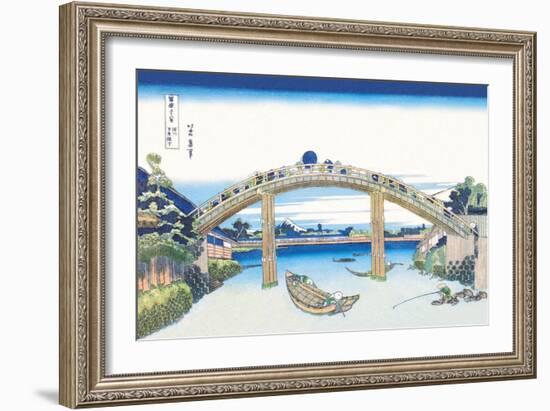 Edo Zdo Bridge-Katsushika Hokusai-Framed Art Print