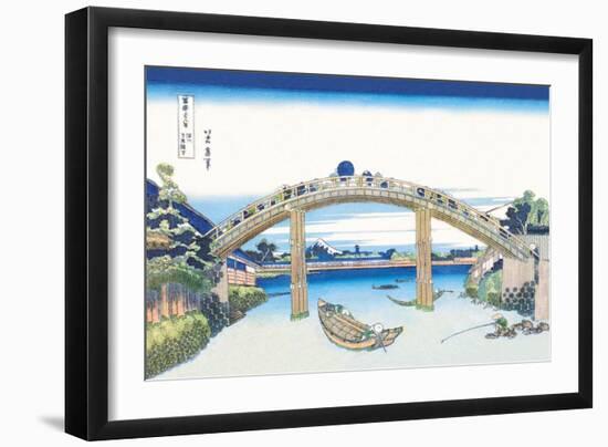 Edo Zdo Bridge-Katsushika Hokusai-Framed Art Print