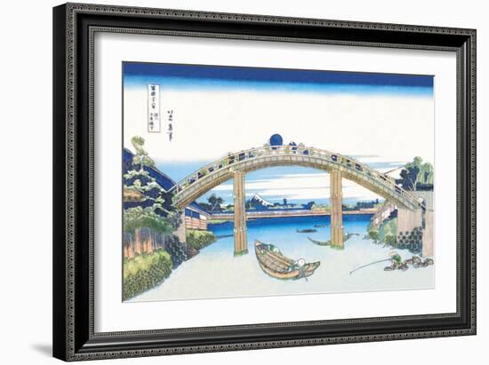 Edo Zdo Bridge-Katsushika Hokusai-Framed Art Print