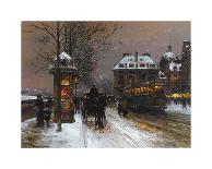 Evening Snow at the Institute of France-Edouard Cortes-Premium Giclee Print