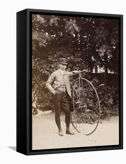 Edouard Eiffel, tenant un bicycle-Alexandre-Gustave Eiffel-Framed Premier Image Canvas