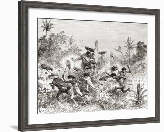 Édouard François André Catching Butterflies in Villavicencio-null-Framed Giclee Print