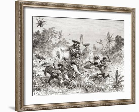 Édouard François André Catching Butterflies in Villavicencio-null-Framed Giclee Print