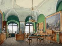 Interiors of the Winter Palace, the Billiard Room of Emperor Alexander II, Mid of the 19th C-Eduard Hau-Framed Giclee Print