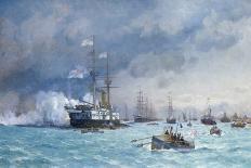 HMS 'Edinburgh' on Anti-Torpedo Exercise, C.1887 (Oil on Canvas)-Eduardo de Martino-Giclee Print