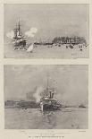 The Spanish Torpedo Boat Flotilla under Captain Villaamil Which Assembled at Cape Verde Islands-Eduardo de Martino-Framed Premier Image Canvas