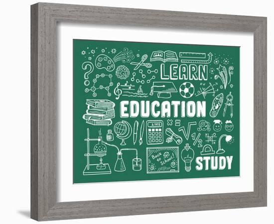 Education Doodle Elements-bloomua-Framed Art Print