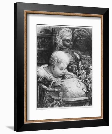 Education of Gargantua, Illustration from "Gargantua" by Francois Rabelais (1494-1553)-Gustave Doré-Framed Giclee Print