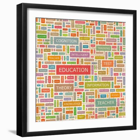 Education Word Collage-Login-Framed Art Print