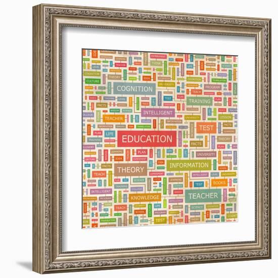 Education Word Collage-Login-Framed Art Print