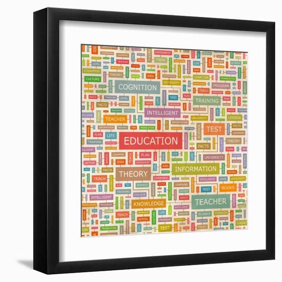 Education Word Collage-Login-Framed Art Print