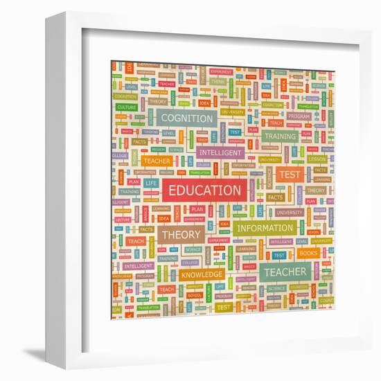 Education Word Collage-Login-Framed Art Print