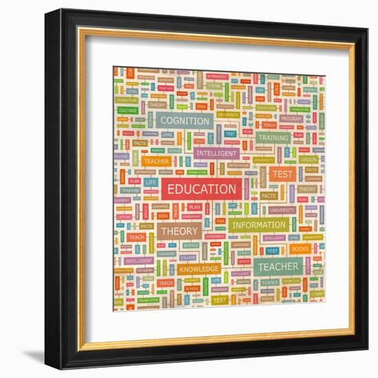 Education Word Collage-Login-Framed Art Print