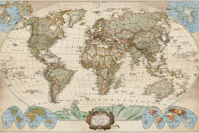 Sepia World Map Poster