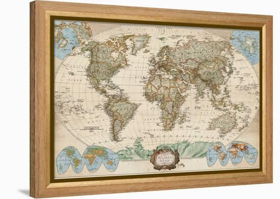Educational World Map-Elizabeth Medley-Framed Stretched Canvas
