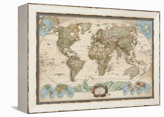 Educational World Map-Elizabeth Medley-Framed Stretched Canvas