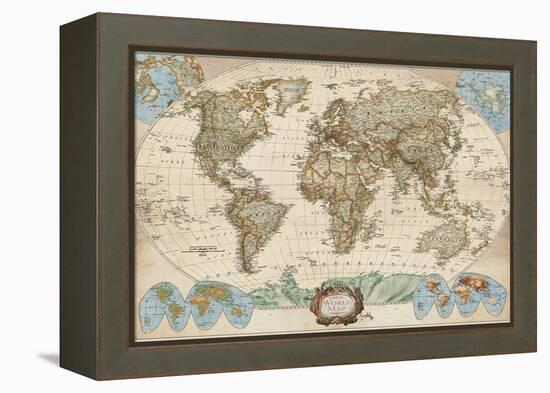 Educational World Map-Elizabeth Medley-Framed Stretched Canvas