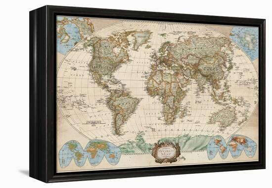 Educational World Map-Elizabeth Medley-Framed Stretched Canvas