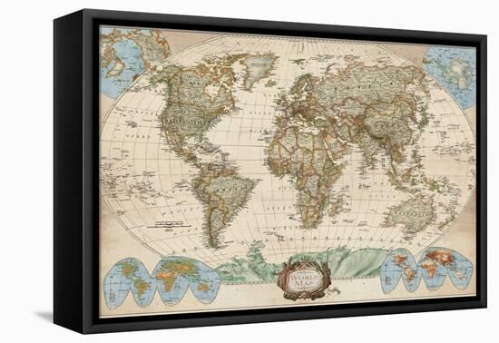 Educational World Map-Elizabeth Medley-Framed Stretched Canvas