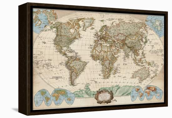 Educational World Map-Elizabeth Medley-Framed Stretched Canvas