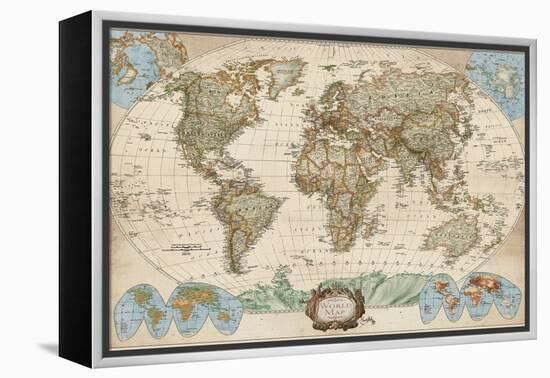 Educational World Map-Elizabeth Medley-Framed Stretched Canvas