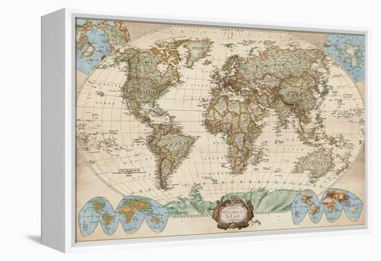 Educational World Map-Elizabeth Medley-Framed Stretched Canvas