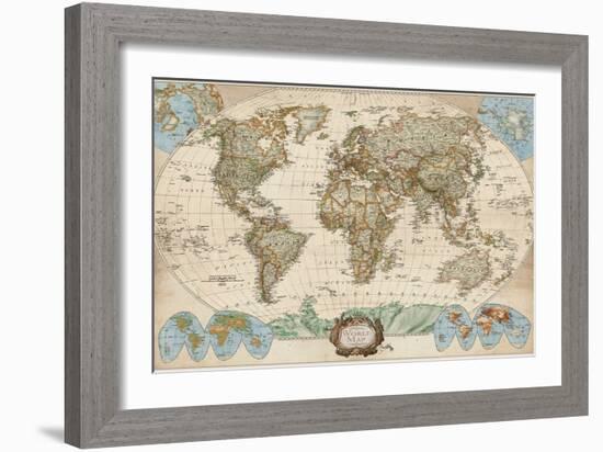 Educational World Map-Elizabeth Medley-Framed Premium Giclee Print