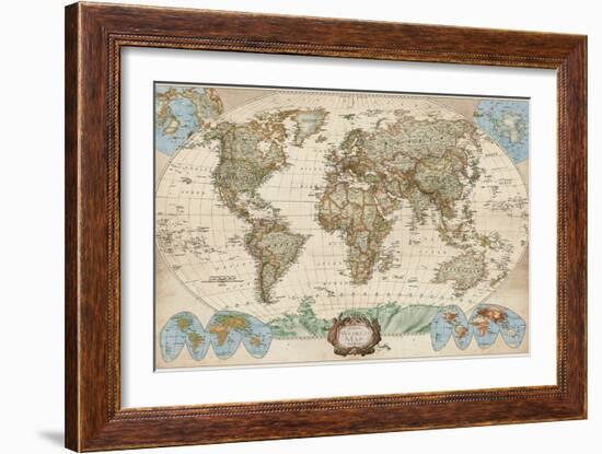 Educational World Map-Elizabeth Medley-Framed Premium Giclee Print