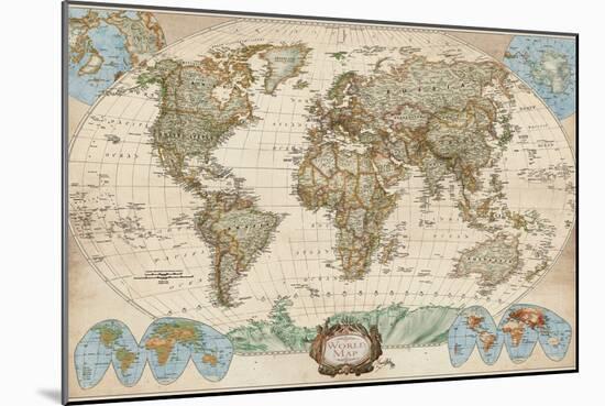 Educational World Map-Elizabeth Medley-Mounted Premium Giclee Print