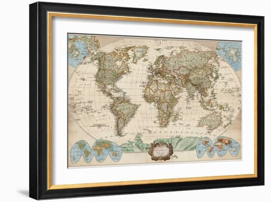 Educational World Map-Elizabeth Medley-Framed Premium Giclee Print