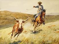 Rounding up Horses, (Watercolour on Paper)-Edward Borein-Giclee Print