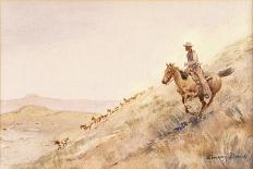 Rounding up Horses, (Watercolour on Paper)-Edward Borein-Giclee Print