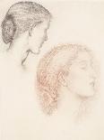 Two Female Heads, 1865-66 (Chalk on Paper)-Edward Coley Burne-Jones-Framed Giclee Print