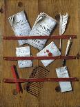 A Trompe L'Oeil of Newspapers, Letters and Writing Implements on a Wooden Board-Edward Collier-Mounted Giclee Print