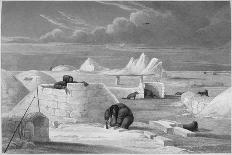 Illustration of Inuits Building an Igloo-Edward Finden-Giclee Print