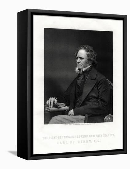Edward Geoffrey Smith-Stanley, 14th Earl of Derby, British Statesman, C1850-1899-W Holl-Framed Premier Image Canvas
