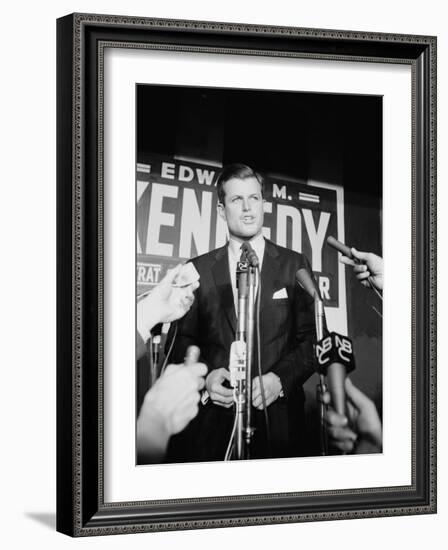 Edward Kennedy During Campaign for Election in Senate Primary-Carl Mydans-Framed Photographic Print