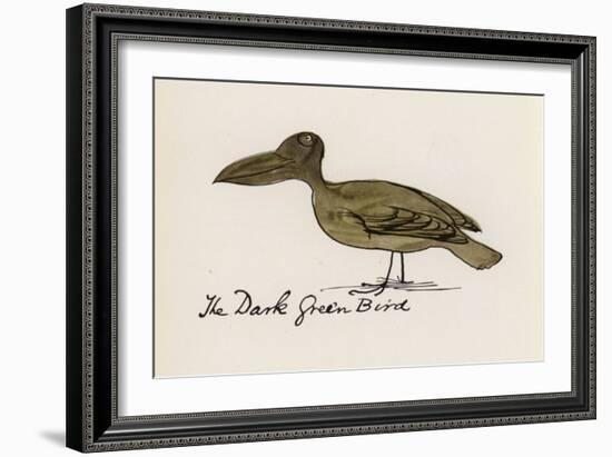 Edward Lear, the Bird Book: the Dark Green Bird (Colour Litho)-Edward (after) Lear-Framed Giclee Print