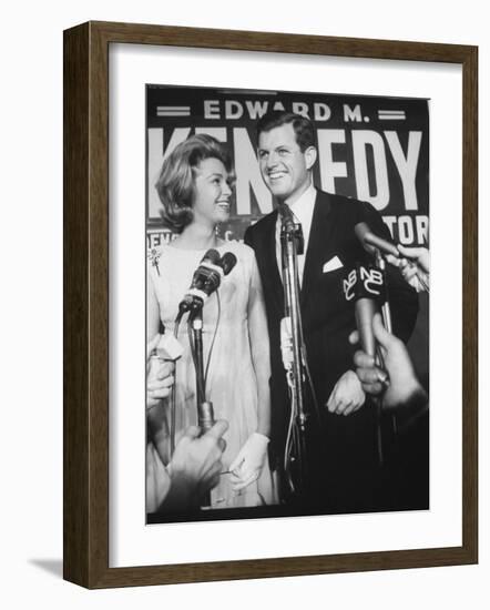 Edward M. Kennedy and Wife During Campaign for Election in Senate Primary-Carl Mydans-Framed Photographic Print