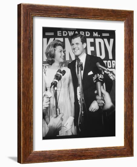 Edward M. Kennedy and Wife During Campaign for Election in Senate Primary-Carl Mydans-Framed Photographic Print